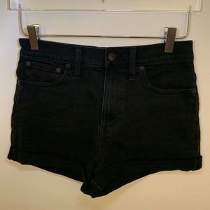Madewell Shorts Women's 27 Mom Jean Denim Cutoff Cuffed Hem High Rise Blk Cotton